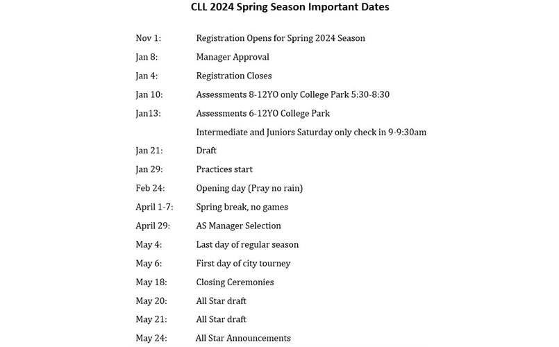 Spring key dates